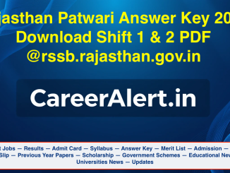 Rajasthan Patwari Answer Key 2025