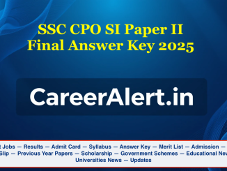 SSC CPO SI Paper II Final Answer Key 2025