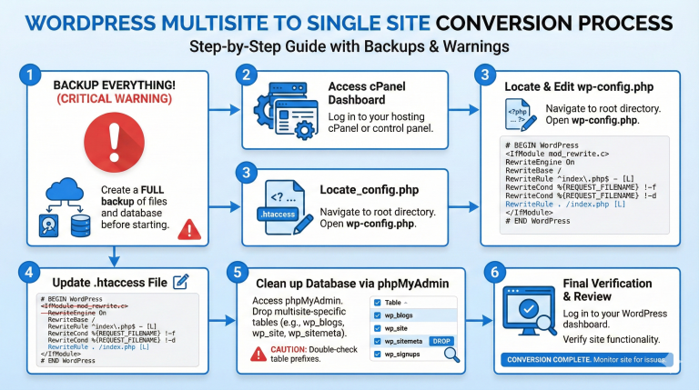 How to convert WordPress Multisite to Single Site